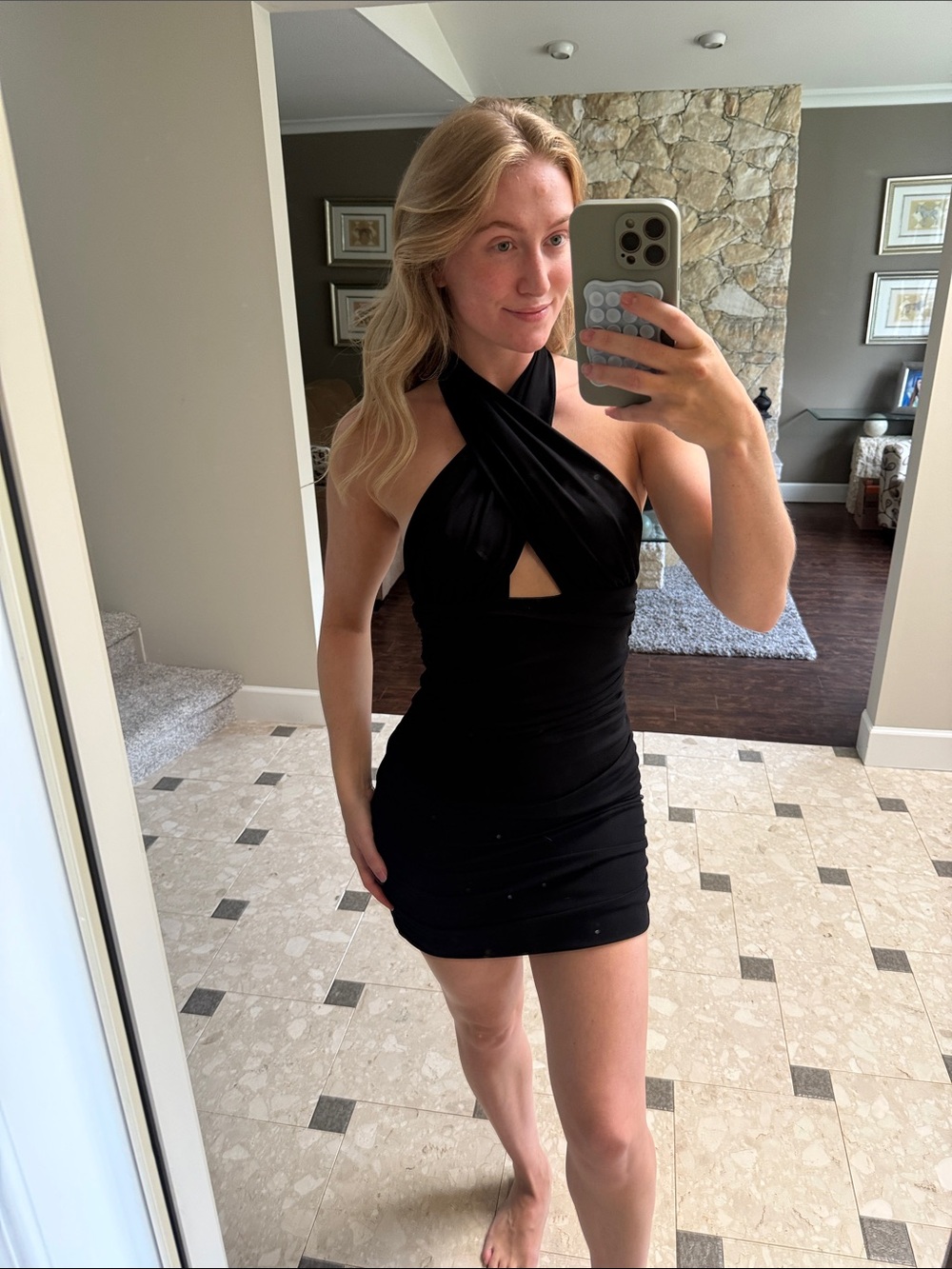 Zara Black Halter Twist Cutout Mini Dress